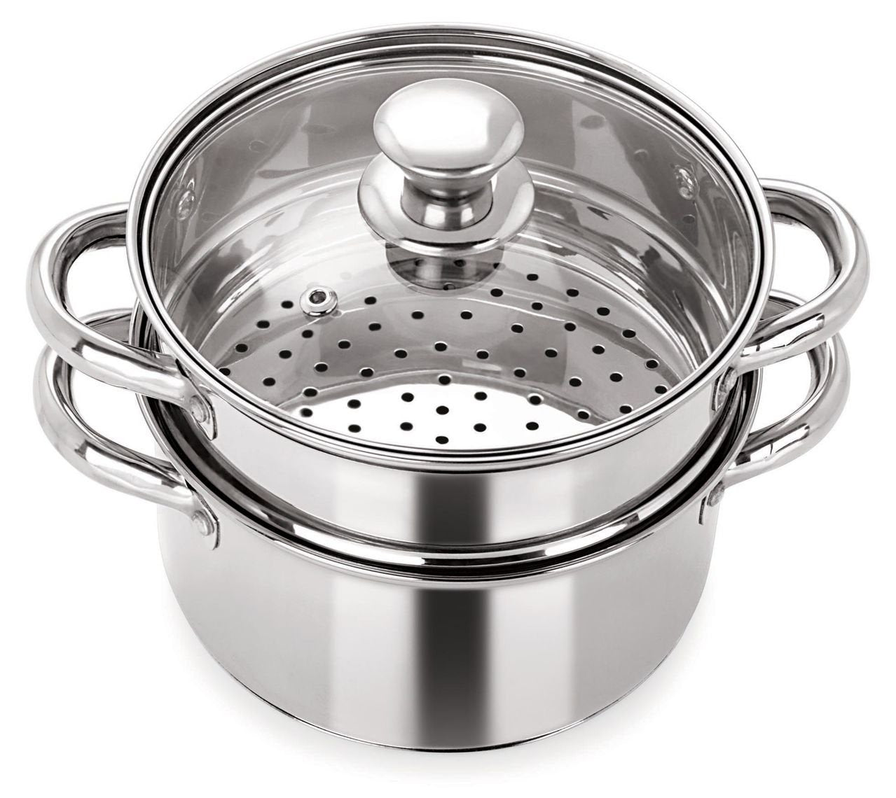 Fancy Induction Compatible Stainless Steel 2 Tier Steamer /Momo Maker, 18cm, 2 Liters