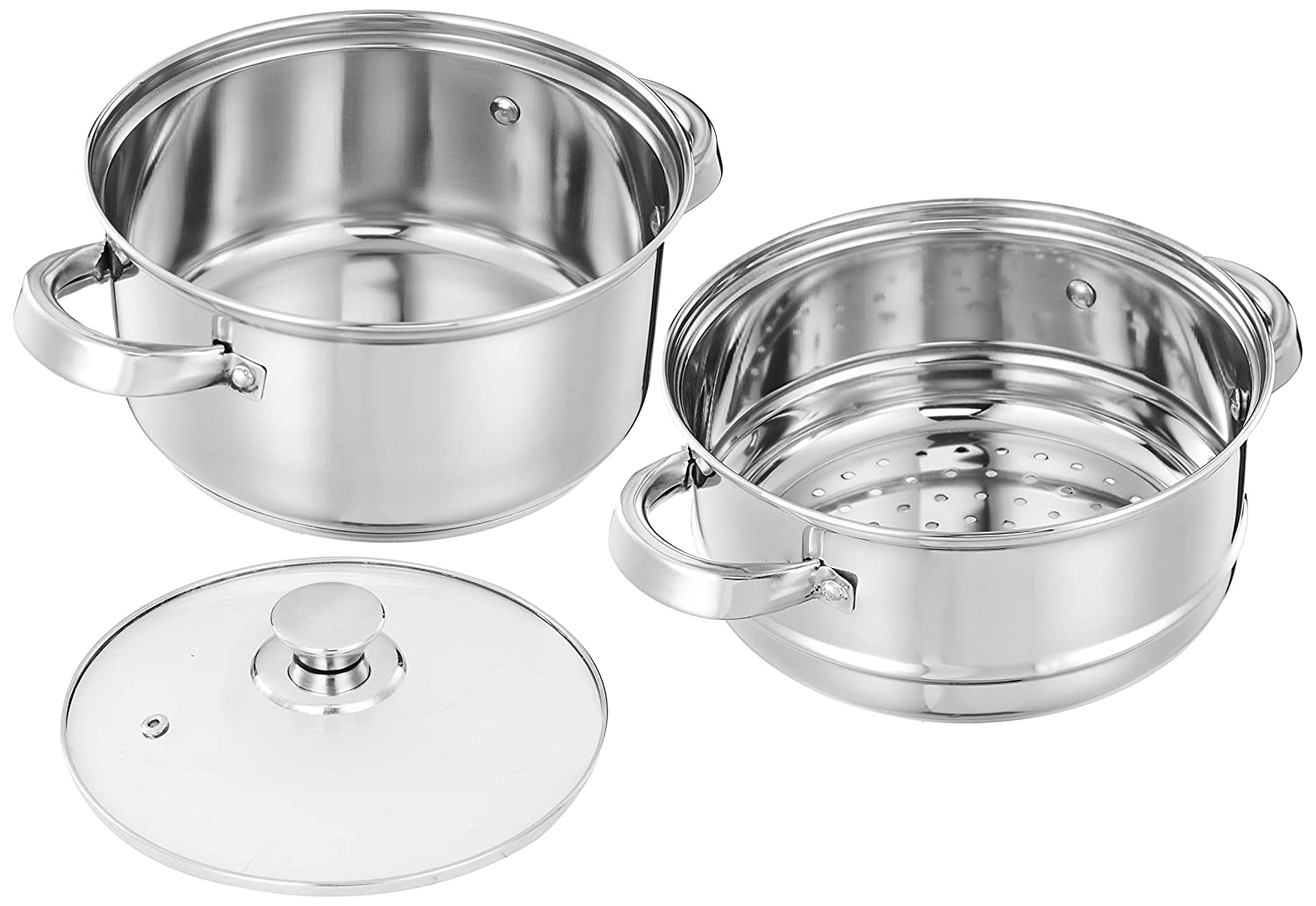 Fancy Induction Compatible Stainless Steel 2 Tier Steamer /Momo Maker, 20cm, 3 Liters